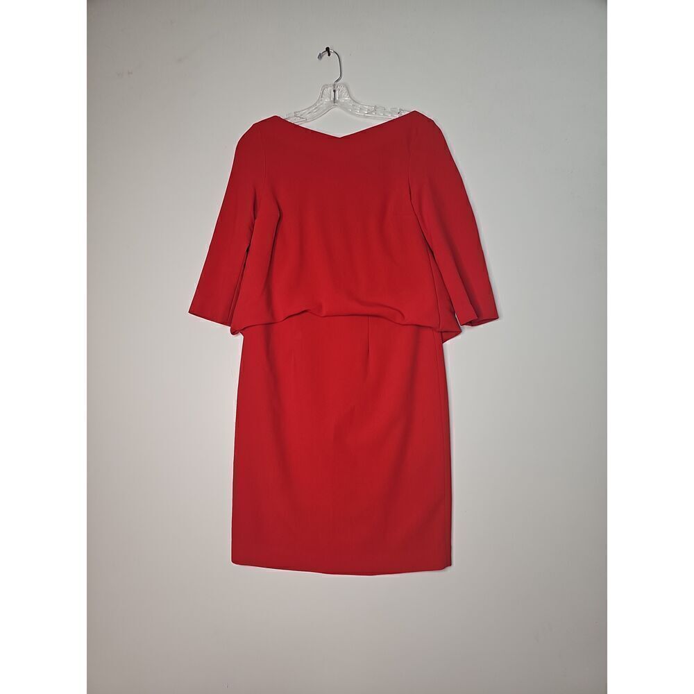 D. Exterior Red Popover Dress Quarter Sleeve Womens Size 6